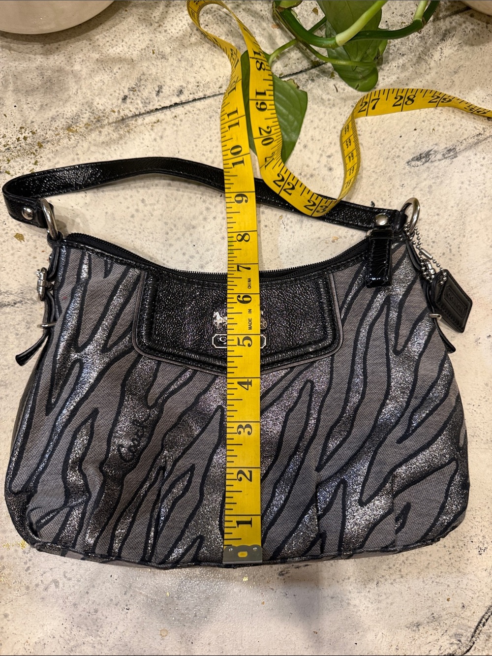 Coach 44407 Madison Lurex Metallic Shoulder Bag Black Silver Y2K - Picture 9 of 10